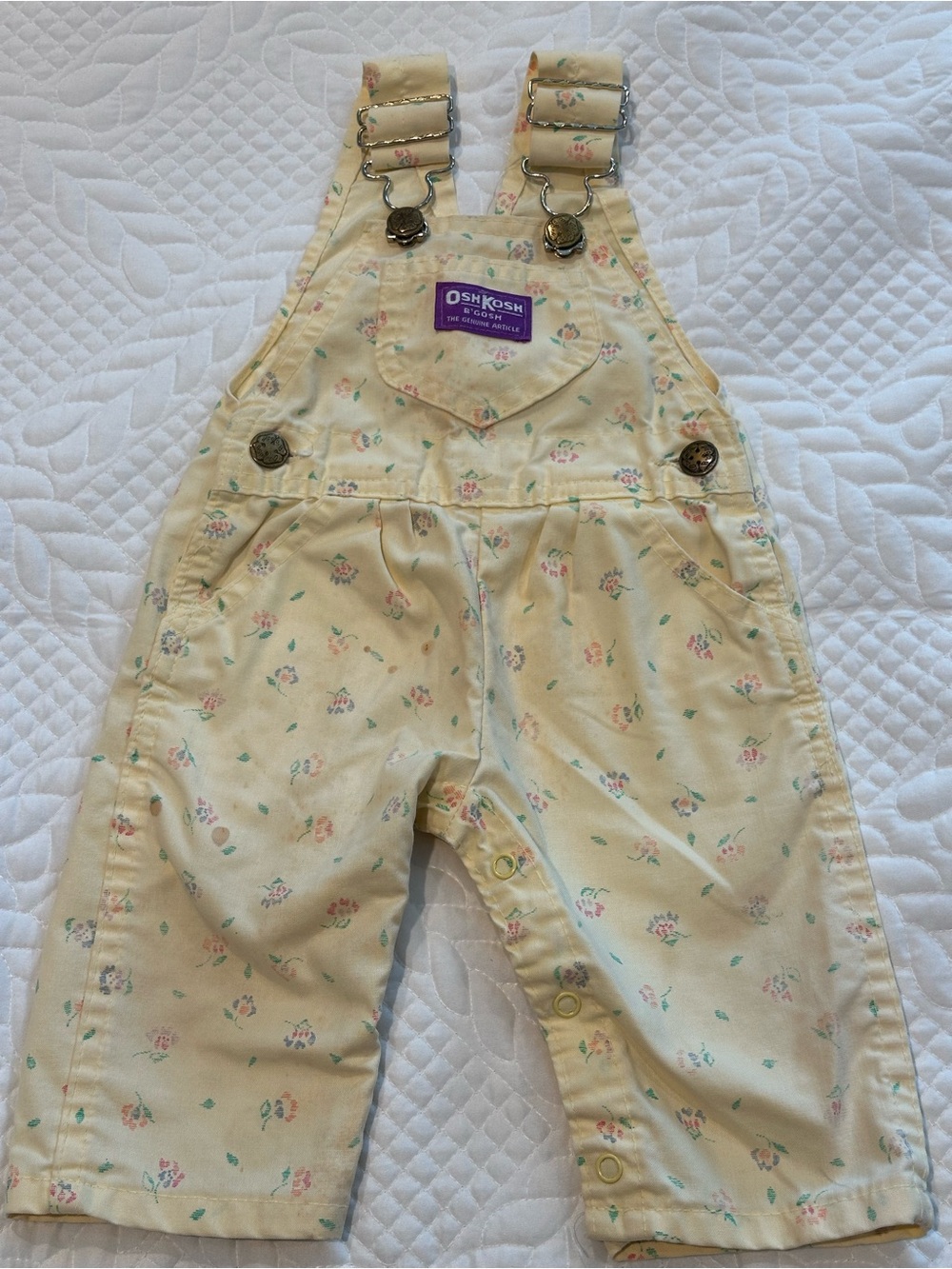 Vintage OshKosh B'gosh Yellow Floral Baby Overalls